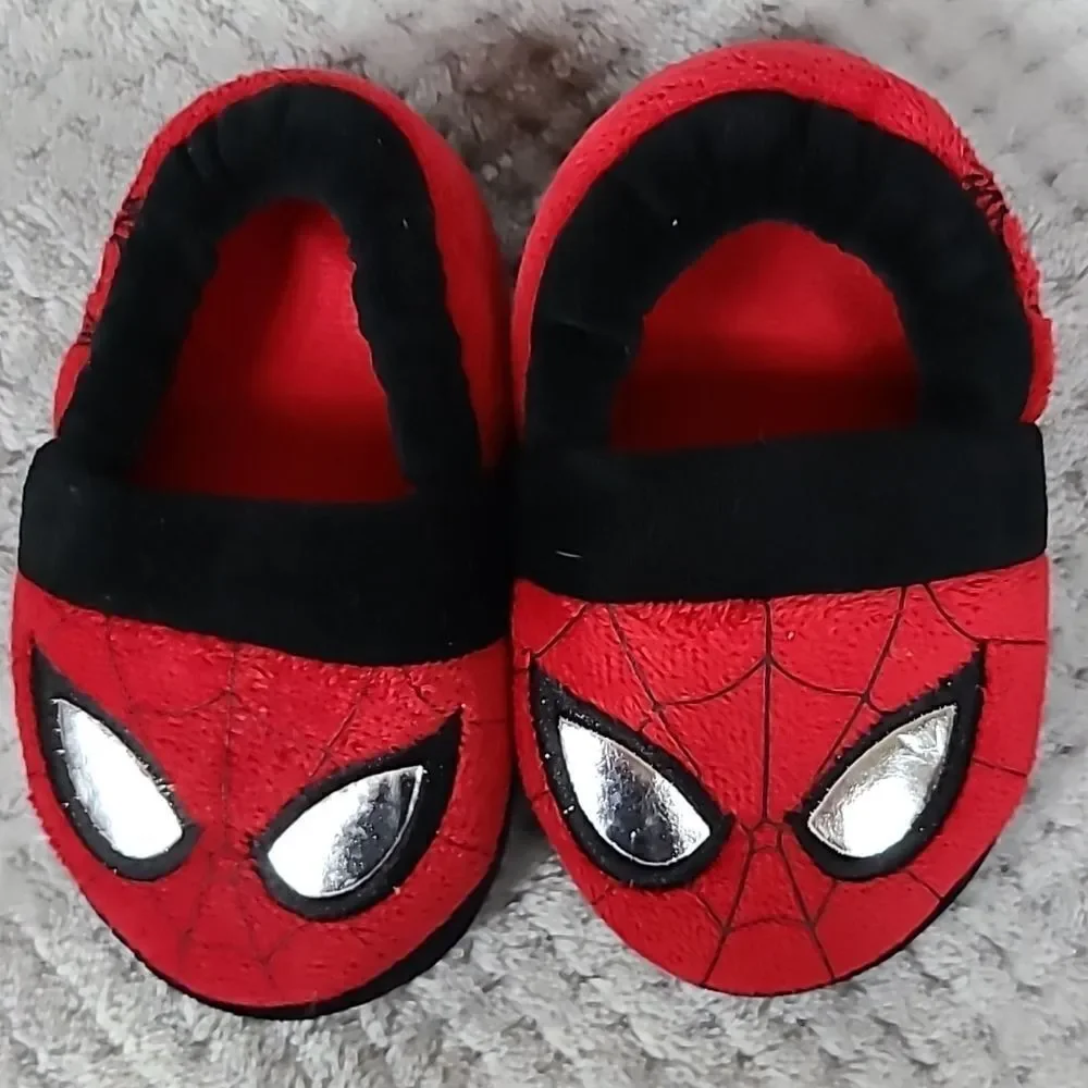 Marvel Spider-Man Toddler Slippers 5/6 Fun Red Plush Character House Shoes Boys